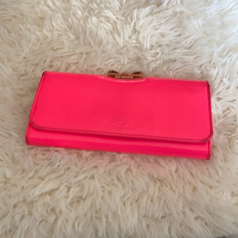 Ted baker patent leather neon pink wallet